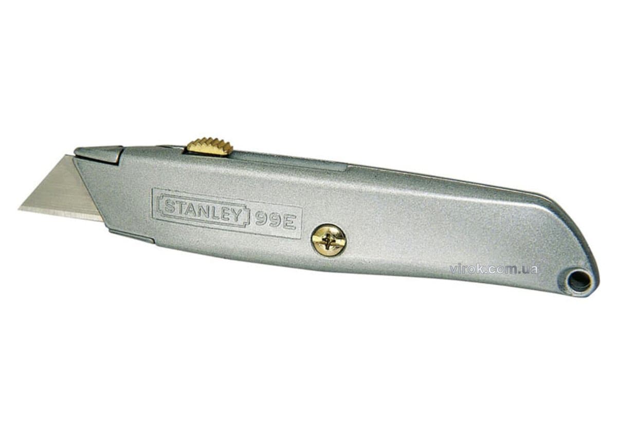 Ніж STANLEY : L= 155 мм з висувним трапецевидним лезом в металевому корпусі