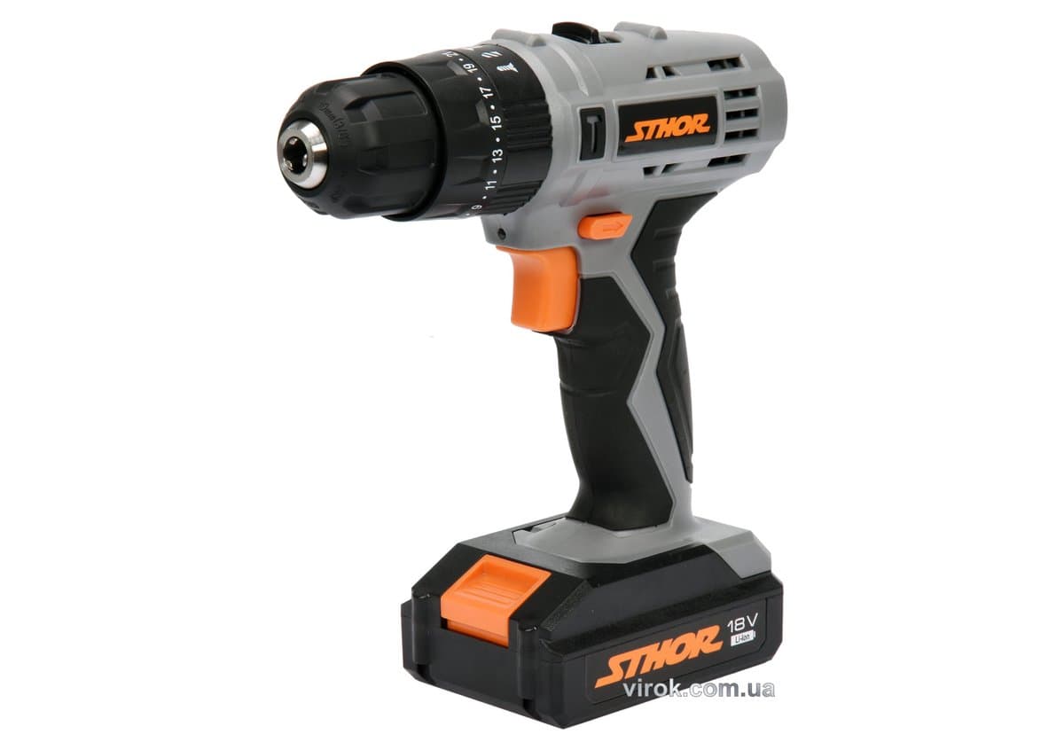 Шуруповерт-дриль ударний акумуляторний STHOR : 18 В, Li-Ion 1,3 АхГод, КМ- 22 Nm, патрон Ø≤10 мм [5]