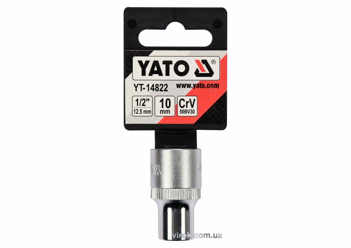 Головка торцева YATO : квадрат 1/2", SPLINE M10 мм, L= 38 мм. CrV [Блістер] [10/200]
