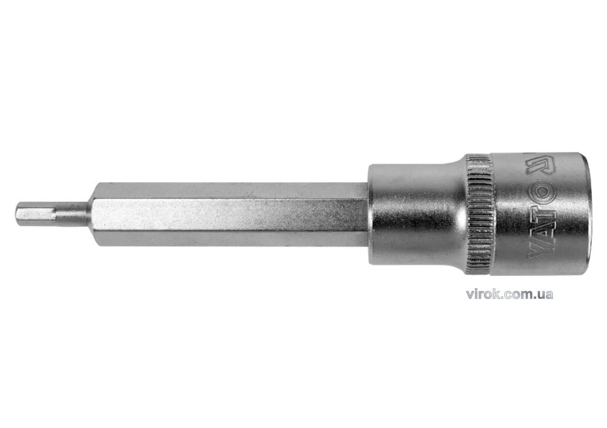 Головка торцева YATO квадрат 1/2 HEX M4, L= 100 мм. подовжена [20/120]