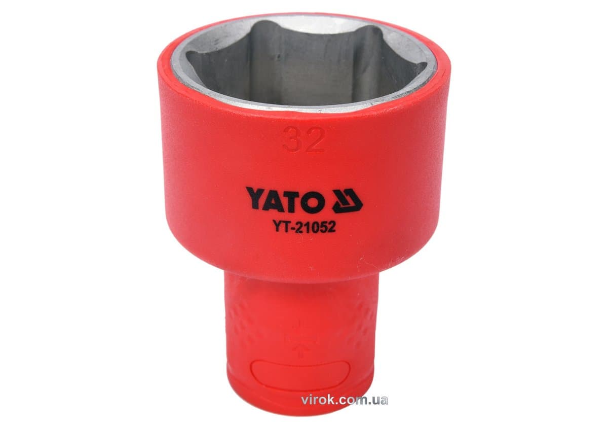 Головка торц. діелектр. 6-гранна YATO : квадрат 1/2", М= 32 мм, L= 60/38 мм,VDE корпус до 1000V (DW)