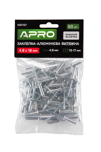 Заклепка алюмінієва витяжна 4.8х16мм 50шт APRO