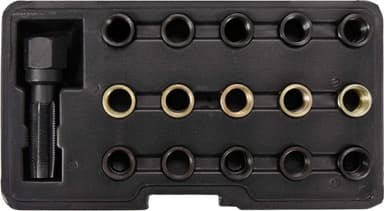 Засоби для ремонту "свічок" запалу YATO: мітчик під головку М16х 1,25 і 15 напрям. втулок, комп. 16е