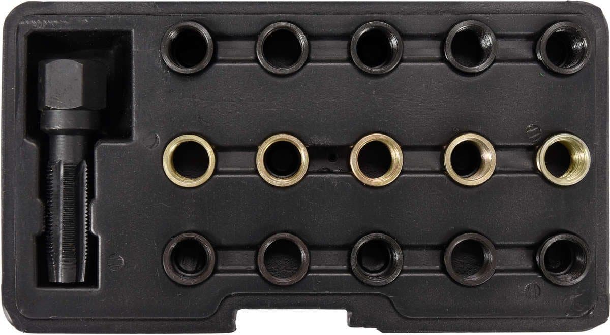 Засоби для ремонту "свічок" запалу YATO: мітчик під головку М16х 1,25 і 15 напрям. втулок, комп. 16е