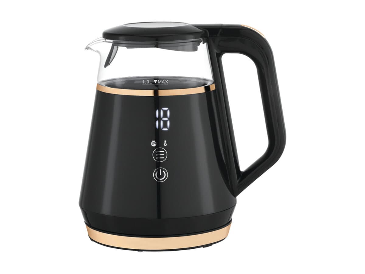 Електрочайник з термостатом з боросилікатного скла і ПП LUND 1 л, 2100 Вт, живл від мережі 230 В [8]