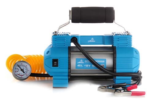 Компресор автомобільний двухпоршневий (35 л/мин 8,2 Атм) з ліхтарем, кручений шланг, клеми АКБ 12 Atelie