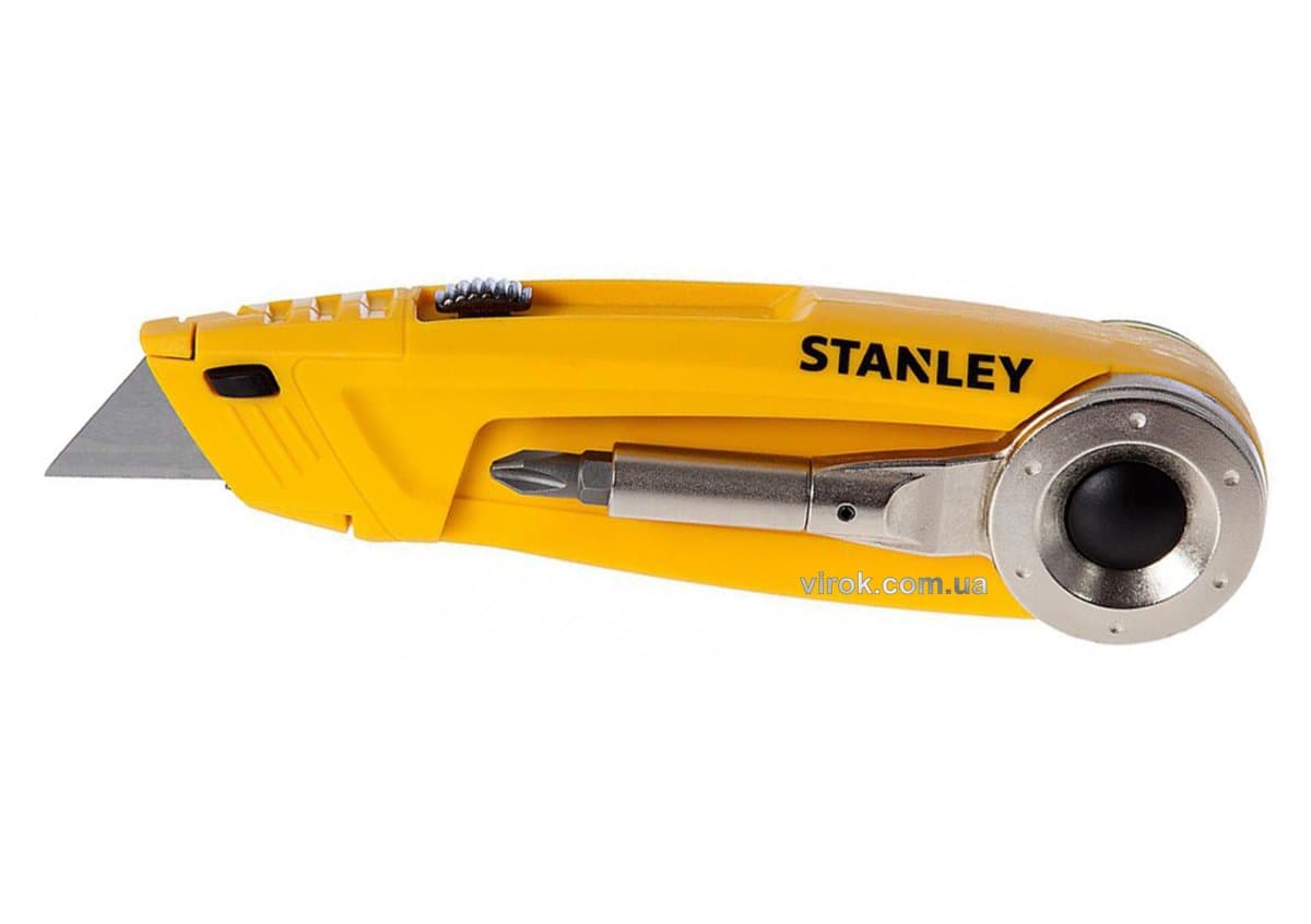 Ніж STANLEY: трапецевидне лезо +4 функції: ножівка, тримач викрутк. насадок, 2-стор. насадка DW