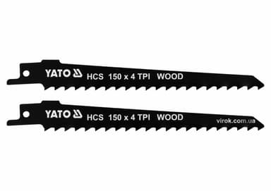 Полотна по дереву, до шаблевої пили YATO : l= 150 мм, h= 1.2 мм, 4 зуби/1", 2 шт. [50/200]
