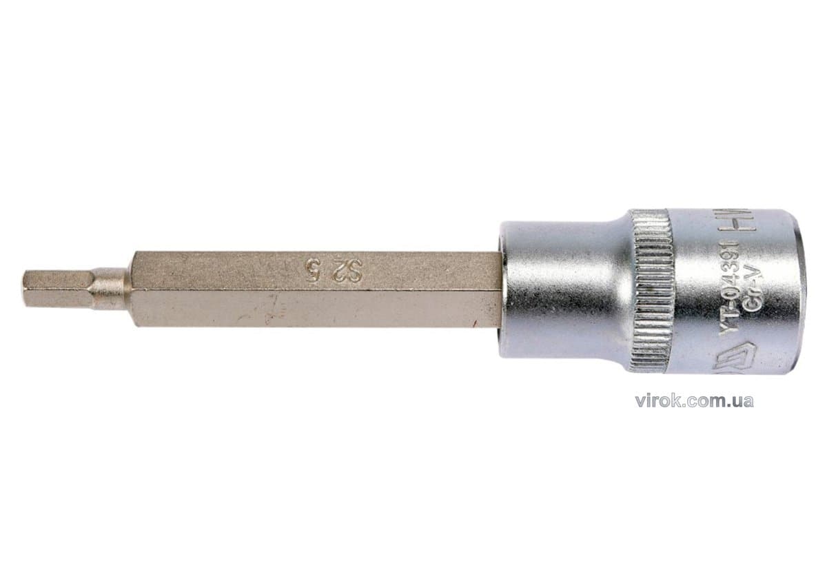 Головка торцева YATO квадрат 1/2 HEX M5, L= 100 мм. подовжена [20/120]