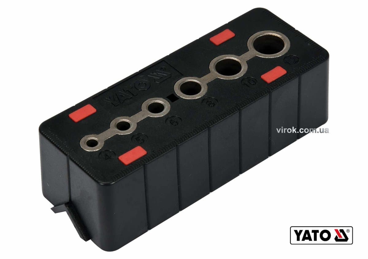 Шаблон для свердління отворів YATO : 4, 5, 6, 8, 10 і 12 мм, корпус з ABS-пластику [40]