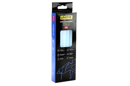 Клей стрижневий прозорий 11.0х200мм 12шт (коробок) UNIFIX