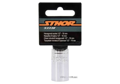 Головка торцева 6-гранна STHOR : квадрат- 1/2", М16, з вуглецевої сталі [Блістер] [5]