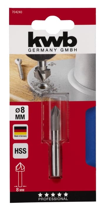 Зенківка по дереву і кольоровому металу, 8 мм, HSS, KWB (704240)