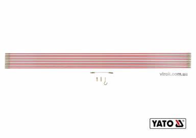 Протягувачі кабелів скловолокнисті YATO: 10шт x1м, гнучкий подовжувач,гачок 2 наконечника, 14шт [12]