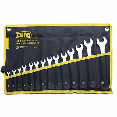 СИЛА Набір ключів ріжково-накидних в чохлі CrV 11 шт. (6,8,9,10,12,13,14,15,17,19,22 мм)