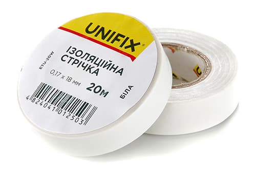 Ізоляційна стрiчка бiла 0.17х18мм 10м (пачка, кратно 10шт) UNIFIX