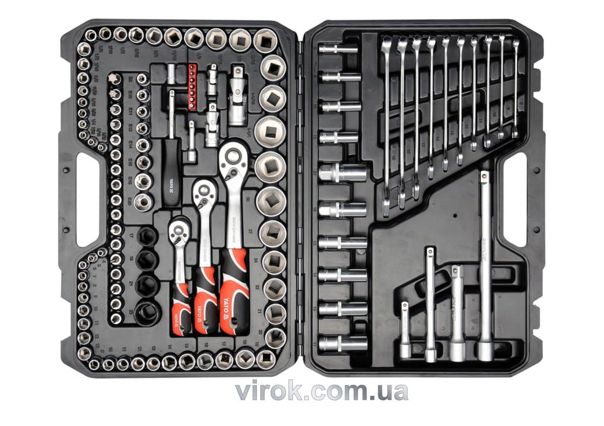Набір головок торцевих YATO : квадрат 1/2", 3/8", 1/4" з інструментами, насадками. 120 шт. [2]
