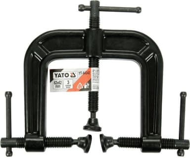 Струбцина з 3 гвинтовими затискачами YATO, тип "С", 62х 62 мм [10/60]