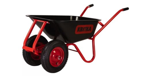 Тачка двоколісна F1 100л фарб чорне корито Industrial 1,0мм, рама червона, пневмо колесо КВІТКА PRO