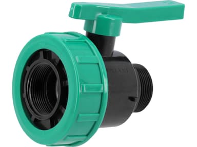 Кран кульовий до водяних пластикових труб Ø= 3/2" Х 3/2" F/M-різьб FLO з поліпроп, для тиску 16Bar