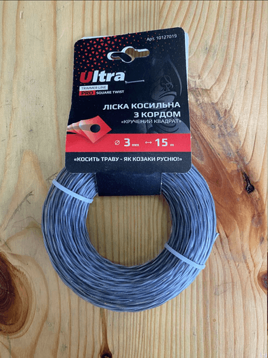 ULTRA Ліска для тримера армована Кручений Квадрат з кордом Ø3,0мм 15м