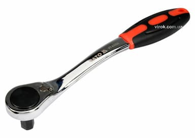 Тріщатка з шестигранником, вигнута YATO: HEX10, HRC 42-48, 72T, Cr-V, з прогумованою ручкою (DW)