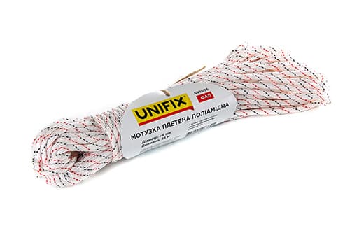 Мотузка плетена поліамідна (капронова) ФАЛ 6мм 25м UNIFIX