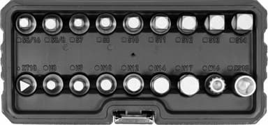 Торцеві насадки для оливозливних пробок YATO: квадрат- 3/8"; Cr-V, 18 шт [5/10]