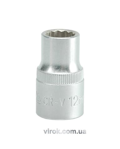 Головка торцева 12-гранна YATO : квадрат 1/2", М= 12 мм, L= 38 мм [12/120/240]