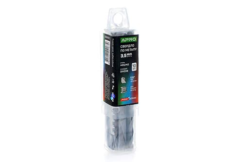 Свердло по металу HSS/M2 (6542) Ø3,5мм (тубус, кратно 10шт) PRO APRO