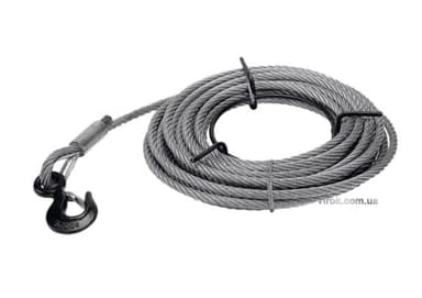 Трос для лебідки з гаком JET : l= 20 м, Ø= 12 мм. max 1.5 т.