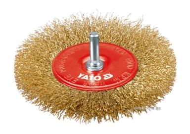 Щітка - крацовка YATO ПЛОСКА Ø=100 мм зі шпинделем. латунь [12/96]