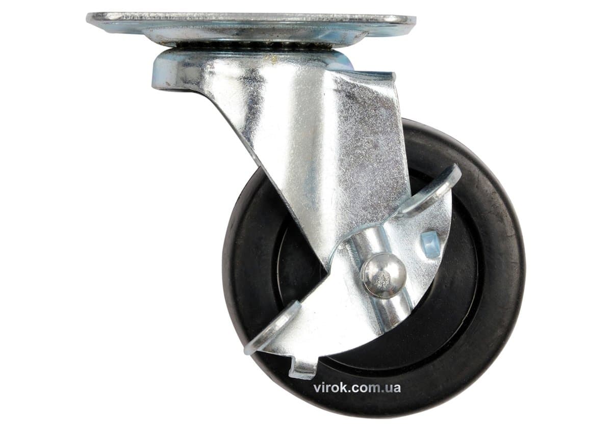 Колесо до візка поліпропіл. Ø=40мм, b=17мм VOREL з оберт. опорою і гальмом; h=54мм, навант.20кг[230]