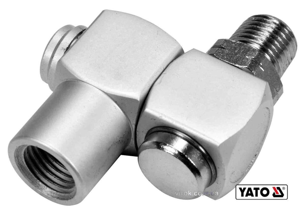 З'єднання пневматичне на шарнірі YATO з обертовим 360° наконечником Ø= 1/4" [20/100]