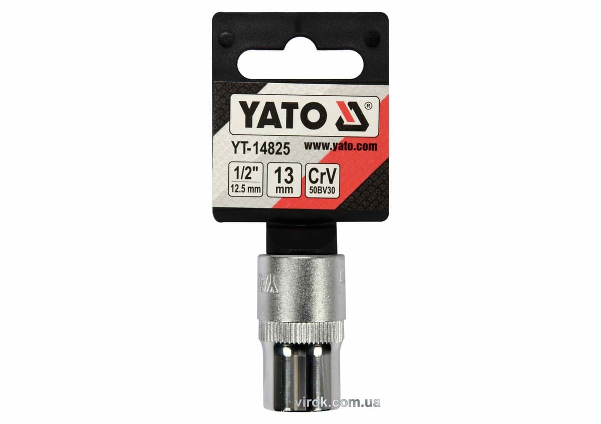 Головка торцева YATO : квадрат 1/2", SPLINE M13 мм, L= 38 мм. CrV [Блістер] [10/200]