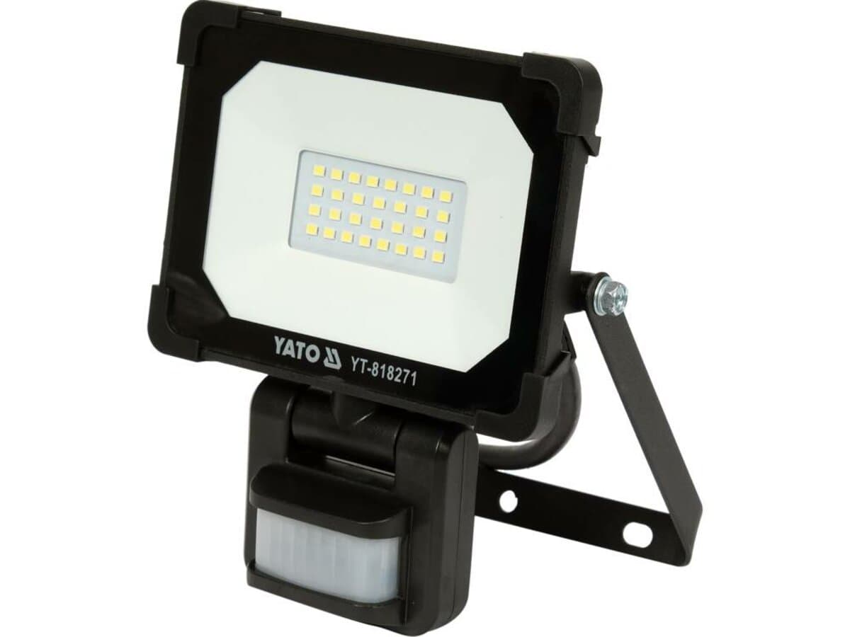 Прожектор з SMD-діодним випромінювачем і датчиком руху YATO : 20 Вт, 230 В, 1900 лм, 30 діодів [16]