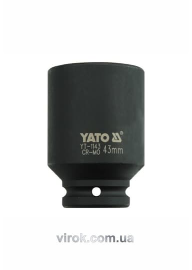 Головка торцева ударна 6-гранна YATO : подовжена, квадрат 3/4", М= 43 мм, L= 90 мм [3/12]