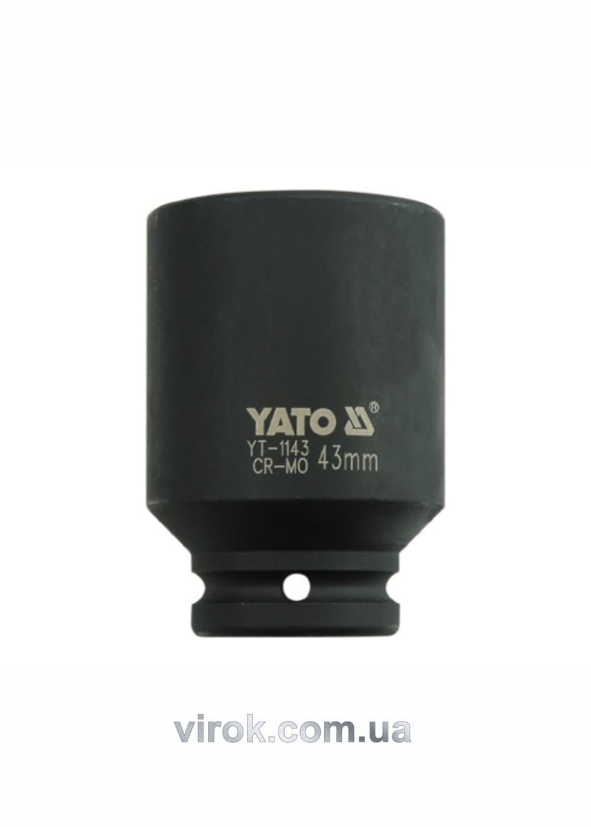 Головка торцева ударна 6-гранна YATO : подовжена, квадрат 3/4", М= 43 мм, L= 90 мм [3/12]
