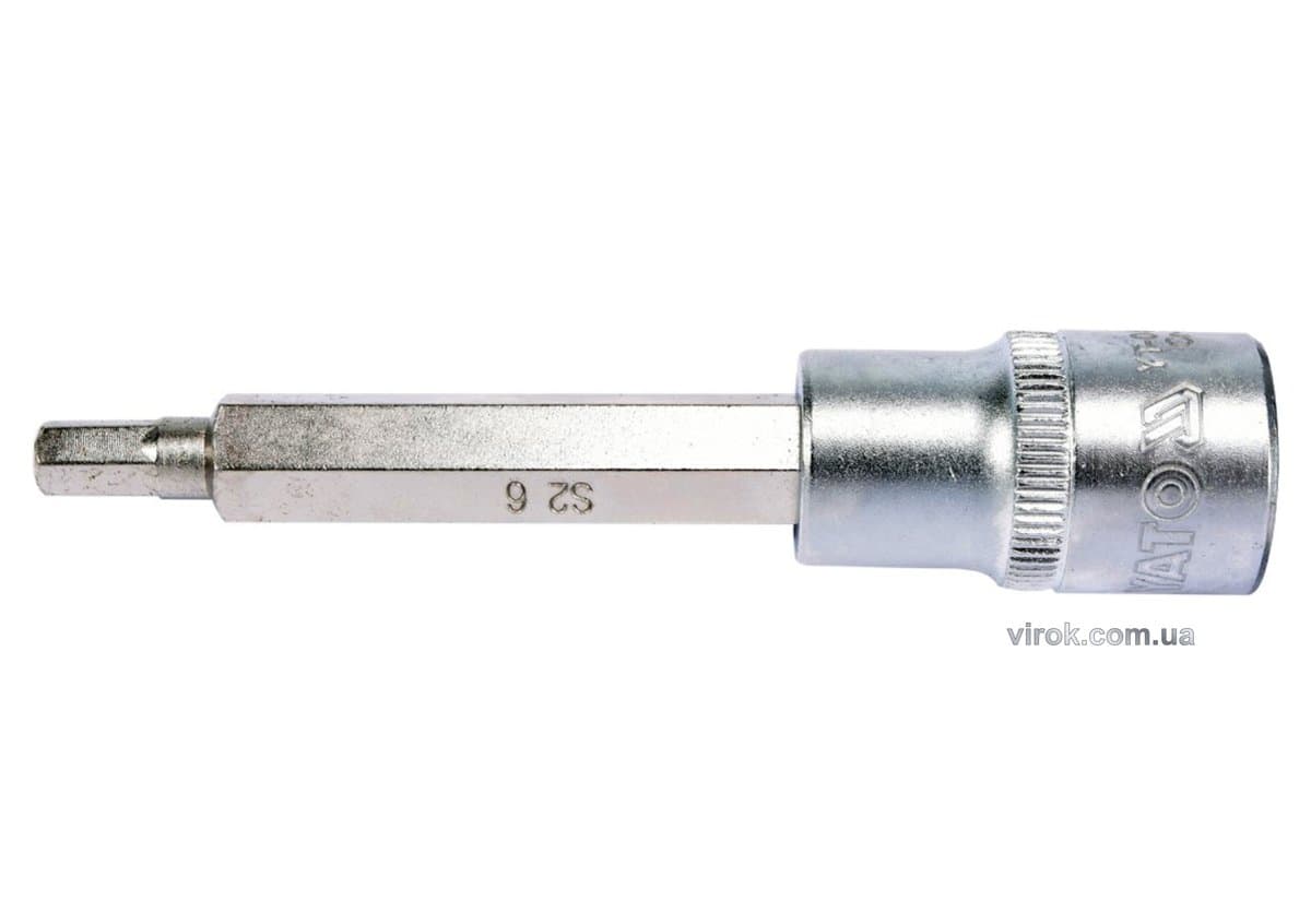Головка торцева YATO квадрат 1/2 HEX M6, L= 100 мм. подовжена [20/120]
