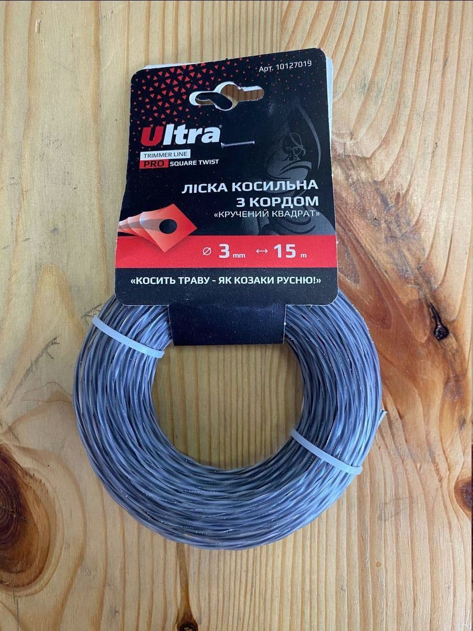 VIKING Косильна струна (ліска) армована "Кручений Квадрат з кордом" Ø3,0мм*15м.