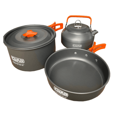 Набір туристичного посуду для походів (каструля + сковорода + чайник) СИЛА