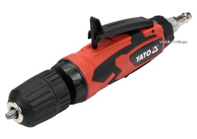 Дриль пневматичний прямий YATO : Ø= 1/4", самозатискний патрон Ø≤10 мм, 6.3 Bar, 113 л/хв [20]
