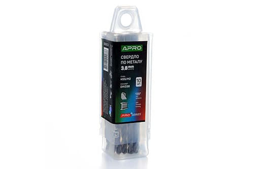 Свердло по металу HSS/M2 (6542) Ø3,8мм (тубус, кратно 10шт) PRO APRO