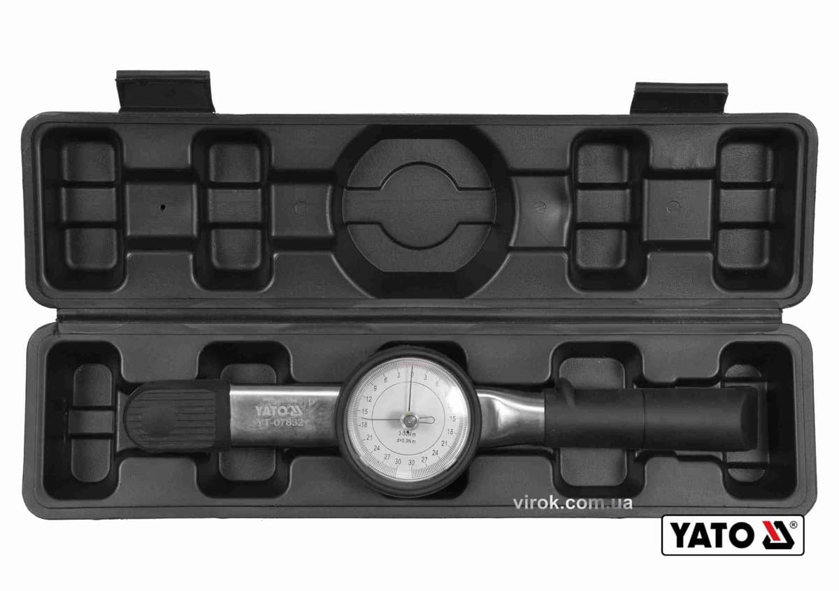 Ключ динамометричний YATO : квадрат 3/8", F= 3- 30 Нм зі стрілочно циферблатною шкалою [12]