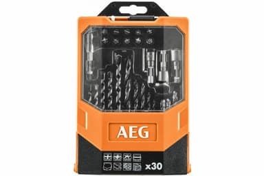 Набір свердл і насадок викруткових AEG: з шпинделем- 1/4", 16 свердл, 10 насадок, 30 шт. в футлярі