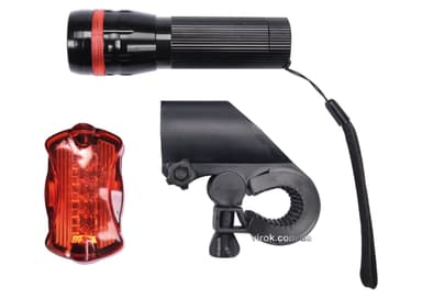 Ліхтар до велосипеду світлодіодний і задній габаритн. VOREL: 3Вт, 150lm, живл.-3ААА і 2ААА батар(DW)