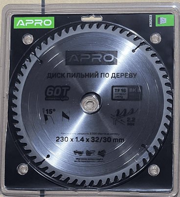 Диск пильний по дереву 230х32(30)х60Т APRO