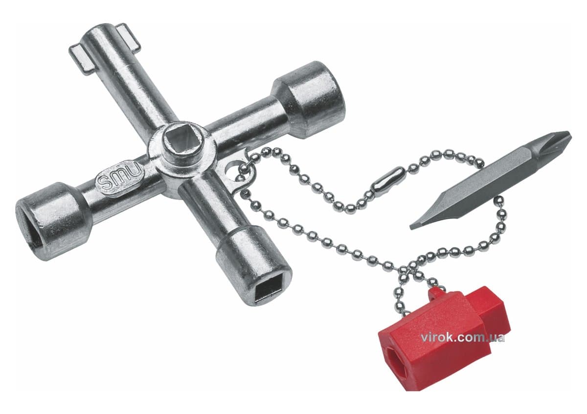 Ключ універсальний до розподільних шаф/щитів NWS "Electro" з насадкою 14" PH2/ 1x 7 мм, ланцюгом