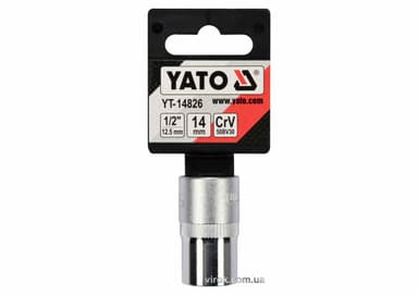 Головка торцева YATO : квадрат 1/2", SPLINE M14 мм, L= 38 мм. CrV [Блістер] [10/200]
