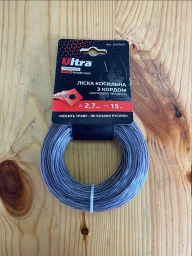 VIKING Косильна струна (ліска) армована "Кручений Квадрат з кордом"  Ø2,7мм*15м.